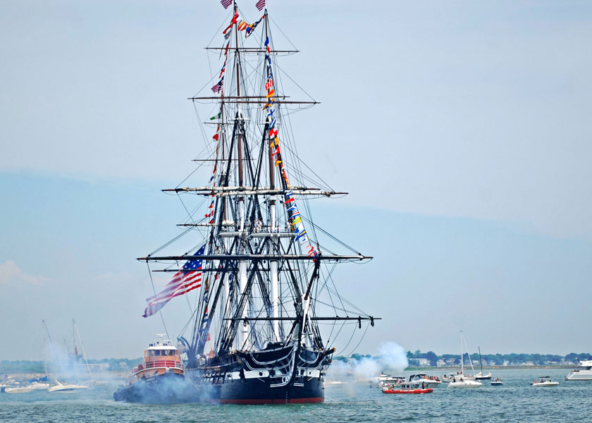 U.S.S. Constitution sails in Boston Harbor