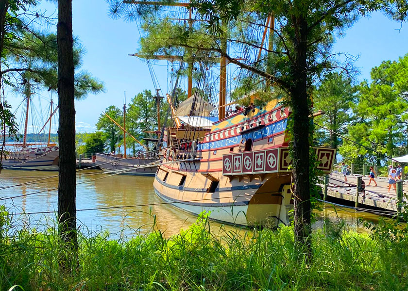 The Susan Constant, Godspeed and Discovery ships at Jamestown